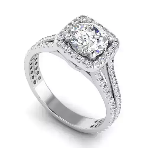 Square Shaped Engagement Ring With Diamonds 5