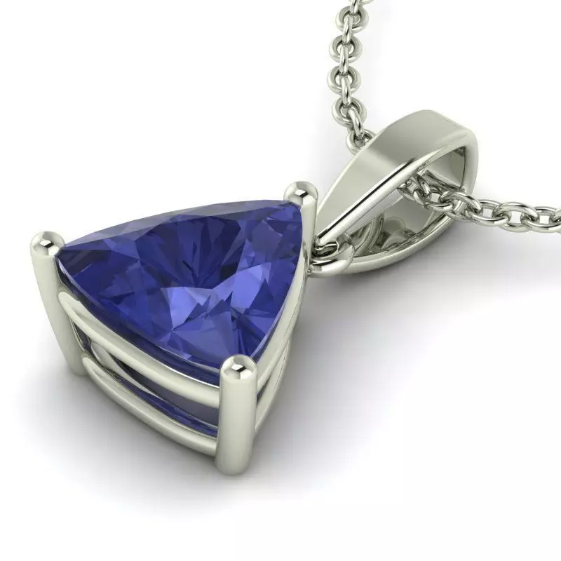 Triangle Shaped Pendant With Blue Diamond 3D print model