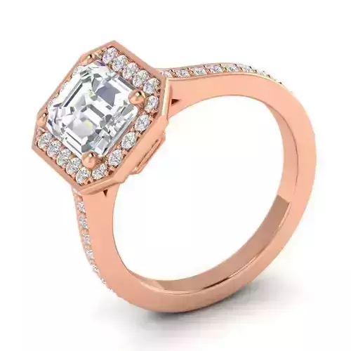 Octagon Shaped Engagement Ring With Diamonds