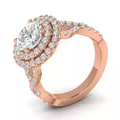 Round Shaped Engagement Ring With Diamonds 13