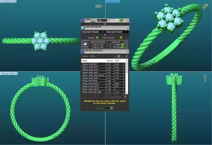 Flower Shaped spiral Engagement Ring With Diamonds 1