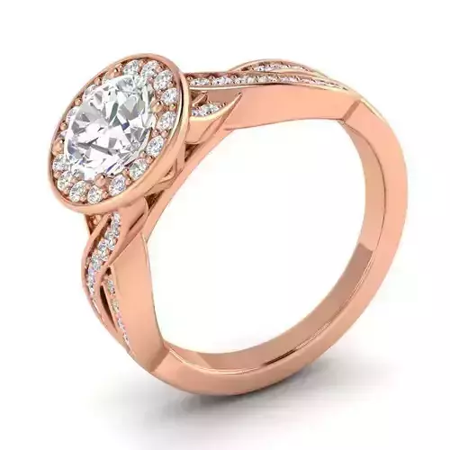 Round Shaped Engagement Ring With Diamonds 14