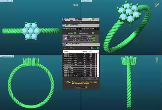 Flower Shaped spiral Engagement Ring With Diamonds 2