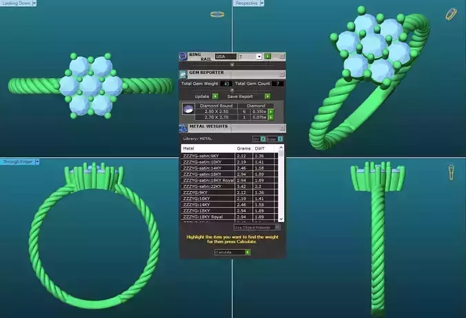 Flower Shaped spiral Engagement Ring With Diamonds 3