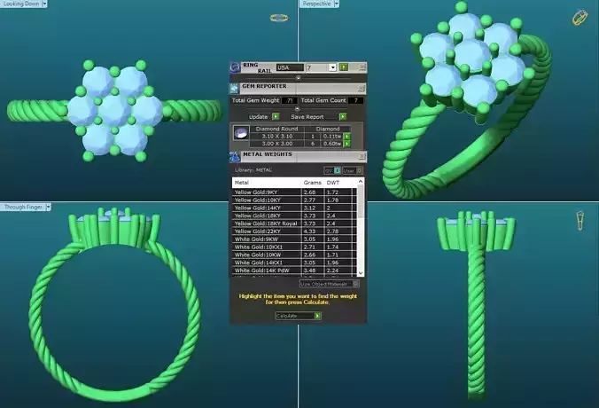 Flower Shaped spiral Engagement Ring With Diamonds 4