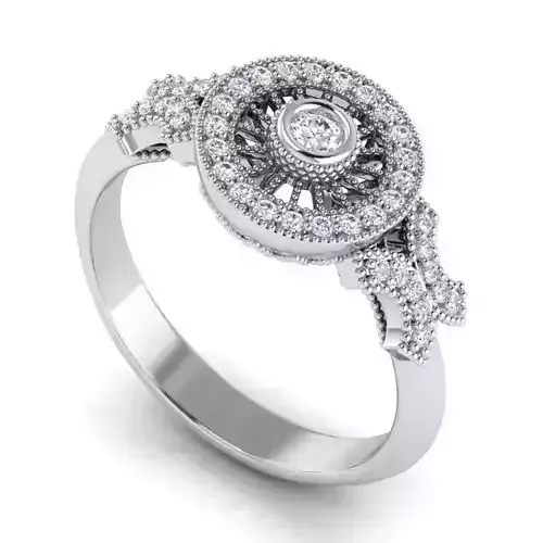 Round Shaped Engagement Ring With Diamonds 15