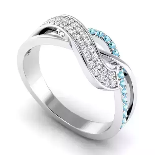 Spiral Engagement Ring With Sky Blue Diamonds