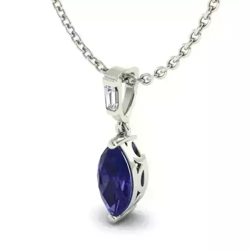 Eye Shaped Pendant with Blue Diamond 3D print model