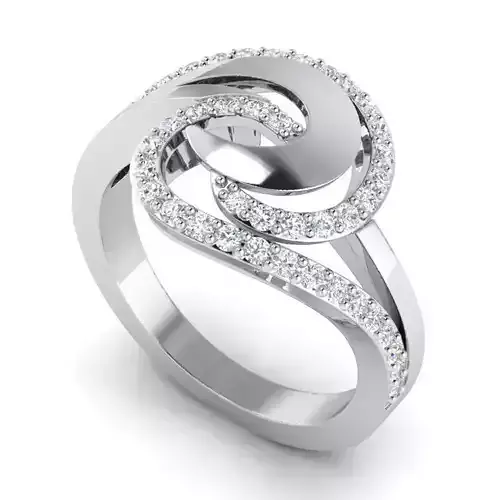 Spiral Shape Engagement Ring With Diamonds