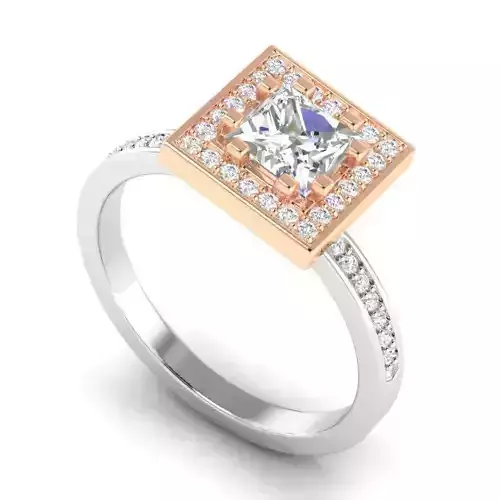 Square Shaped Engagement Ring With Diamonds 7
