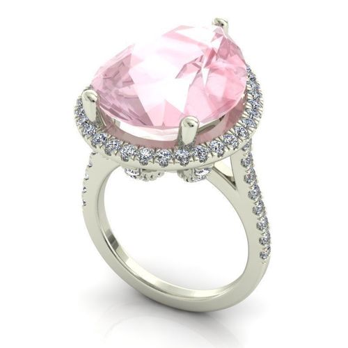Round Shaped Engagement Ring With Pink Diamond Centerpiece 3D print model