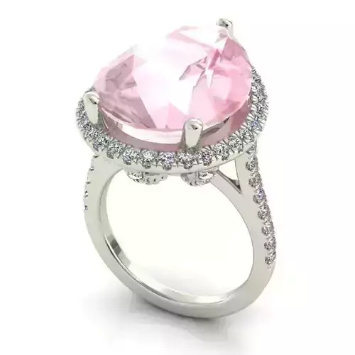 Round Shaped Engagement Ring With Pink Diamond Centerpiece