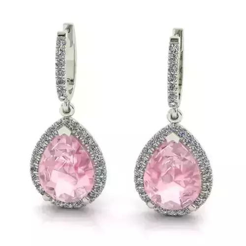 Drop Shape Drop Earrings With Pink Diamonds