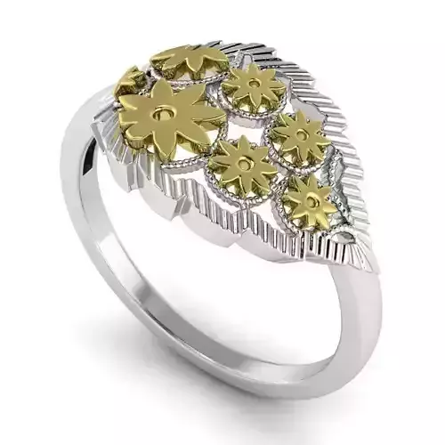 Leaf Shaped Flower Design Engagement Ring