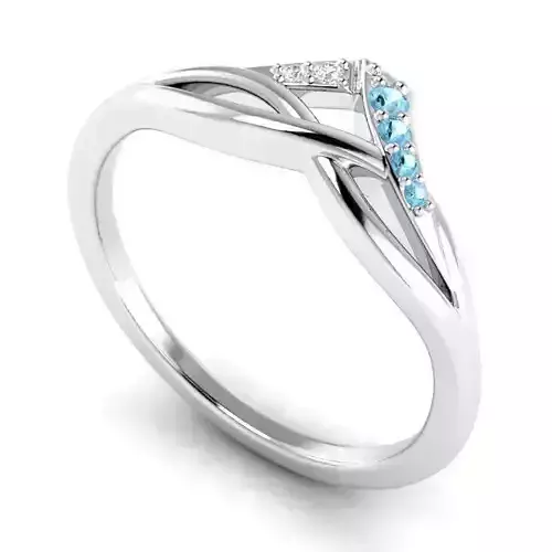 Spiral Shaped Engagement Ring With Sky Blue Diamonds  2