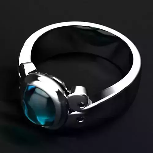 Engagement Ring With Sky Blue Diamond Centerpiece 10 3D print model