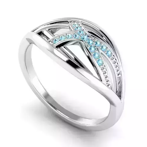 Engagement Ring With Sky Blue Diamonds 