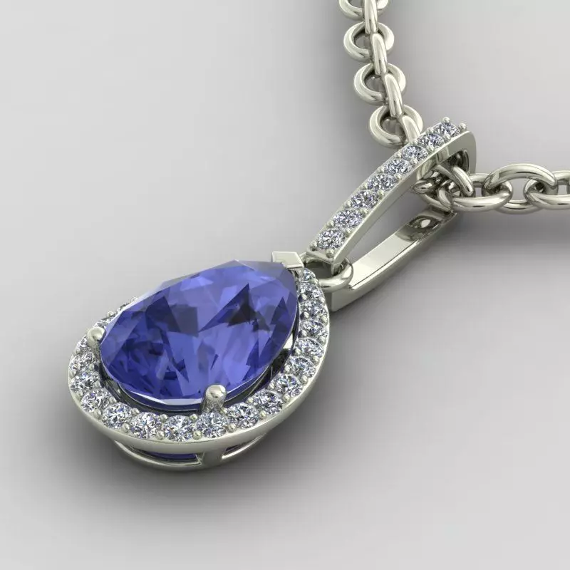 Drop Shape Pendant With BLue Diamond 3D print model