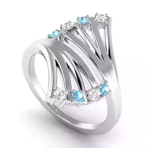 Spiral Engagement Ring With Sky Blue Diamonds 1