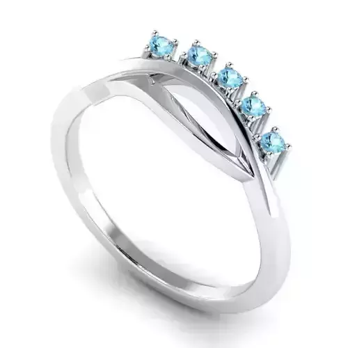 Engagement Ring With Sky Blue Diamonds  4
