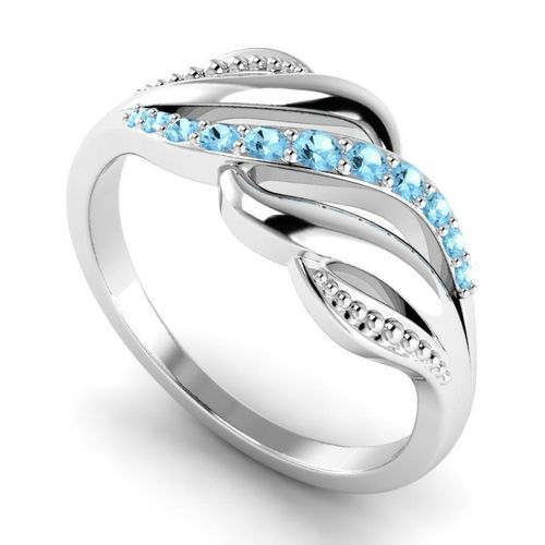 Engagement Ring With Sky Blue Diamonds  5 3D print model