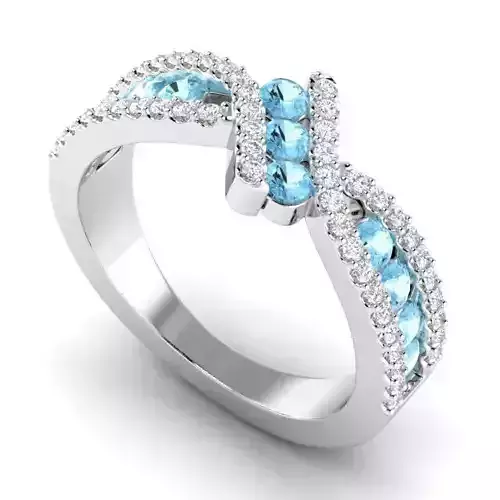 Engagement Ring With Sky Blue Diamonds  6