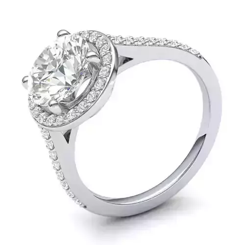 Round Shaped Engagement Ring With Diamonds 