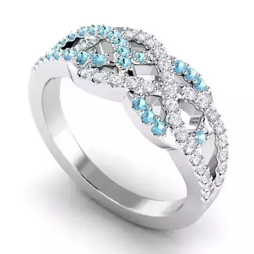 Spiral Engagement Ring With Sky Blue Diamonds 3