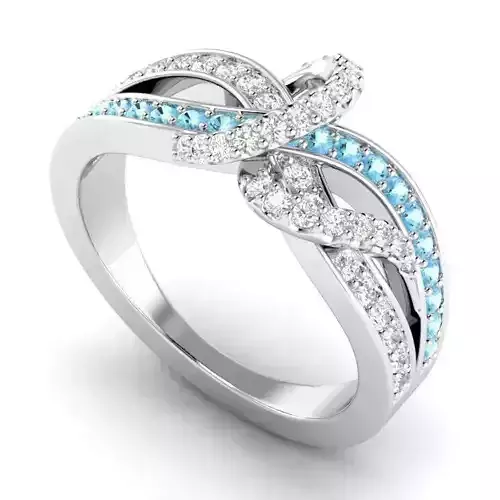 Spiral Engagement Ring With Sky Blue Diamonds 4