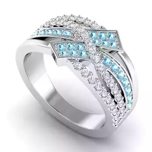 Engagement Ring With Sky Blue Diamonds 15