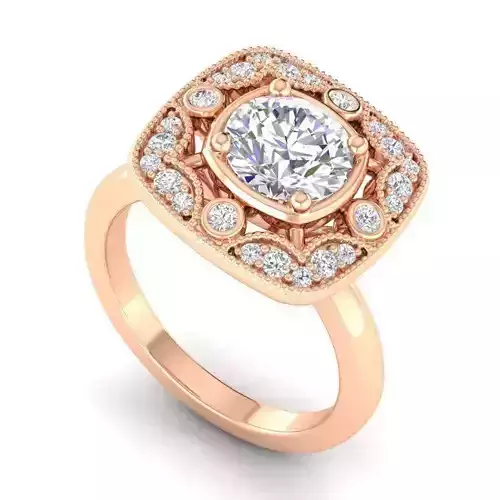 Square Shaped Engagement Ring With Diamonds 8