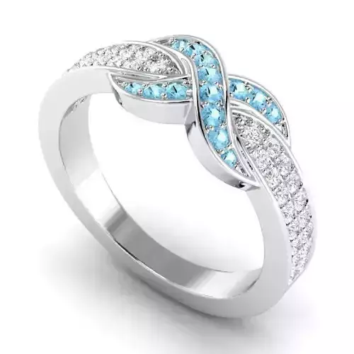 Spiral Engagement Ring With Sky Blue Diamonds 5