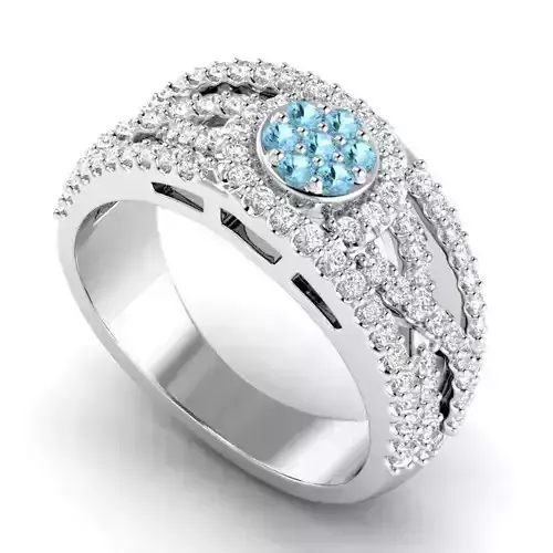 Engagement Ring With Sky Blue Diamonds 16