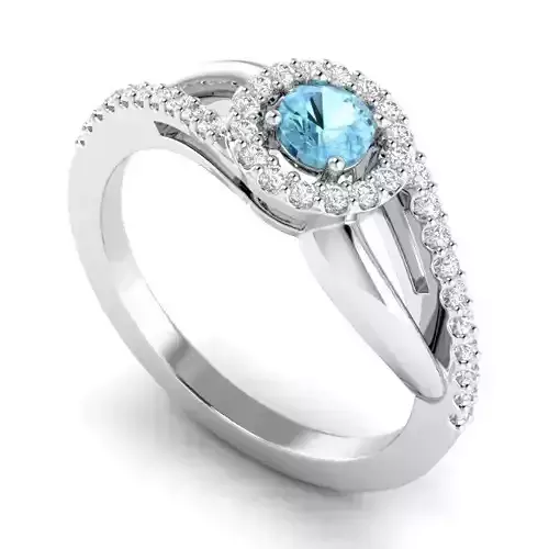 Spiral Round Shape Engagement Ring With Skyblue Diamond