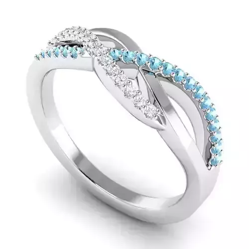 Spiral Engagement Ring With Sky Blue Diamonds 6