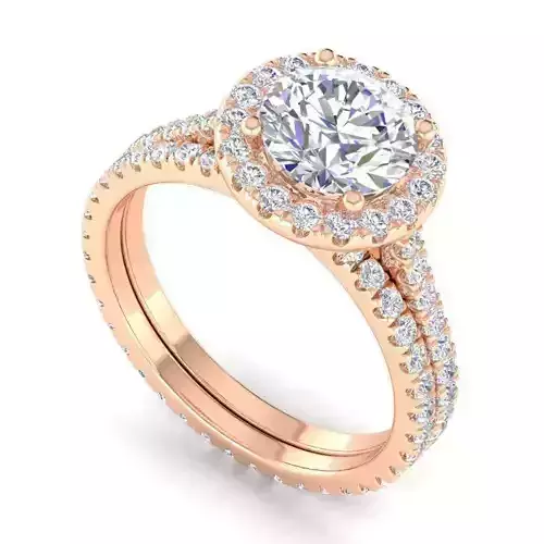 Round Shape Engagement Ring With Diamonds