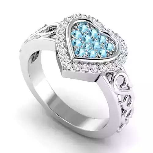 Blue heart wedding ring RS-455 3D print model