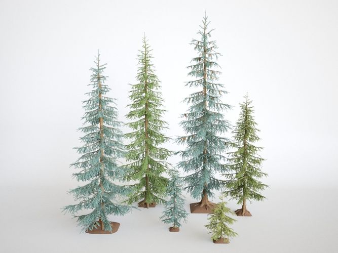 Pinetrees spruce tree set 3D model