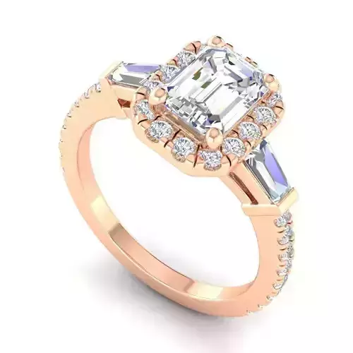 Rectangular Design Engagement Ring With Diamonds 1