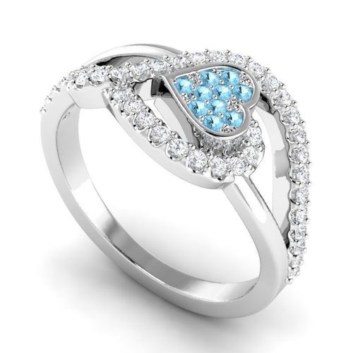 Ring with diamond blue heart RS-448 3D print model