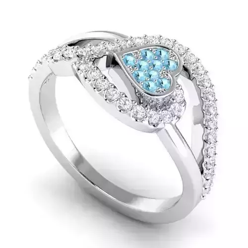 Ring with diamond blue heart RS-448