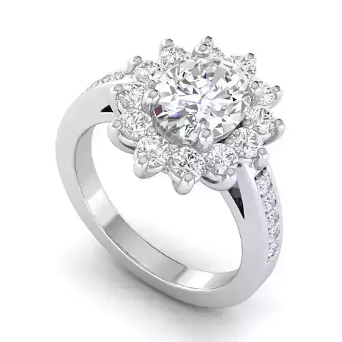 Flower Shaped Engagement Ring With Diamonds 27