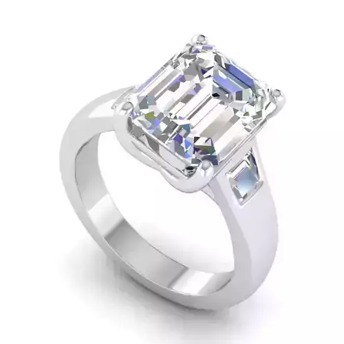 Rectangular Design Engagement Ring With Diamonds 2