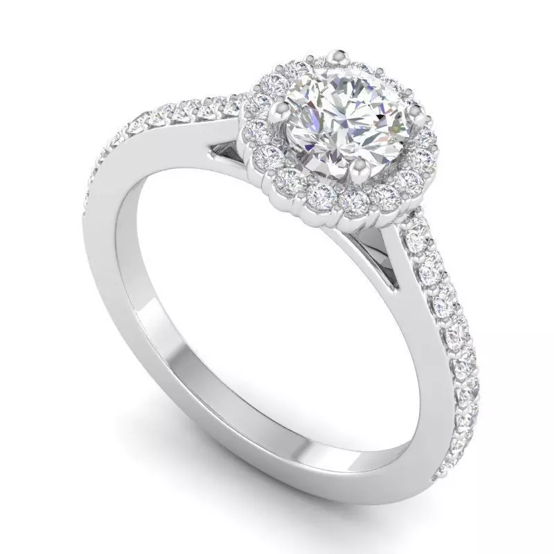 Round Shaped Engagement Ring With Diamonds  1 3D print model_0