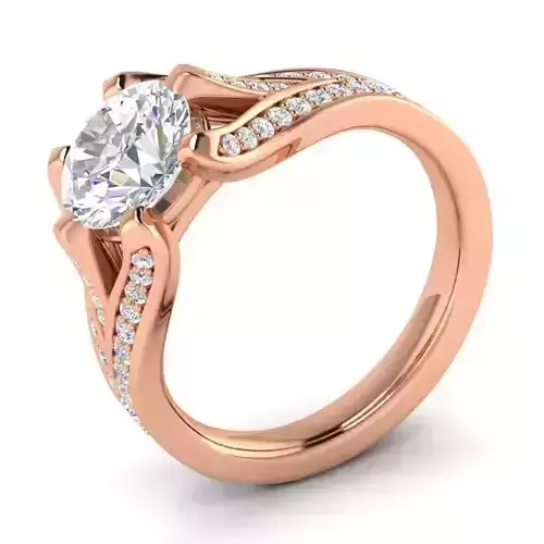 Round Shape Engagement Ring With Diamonds 1