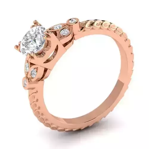 Leaf Design Engagement Ring With Diamond