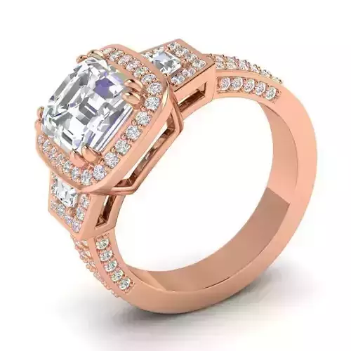 Square Shape Engagement Ring With Diamonds