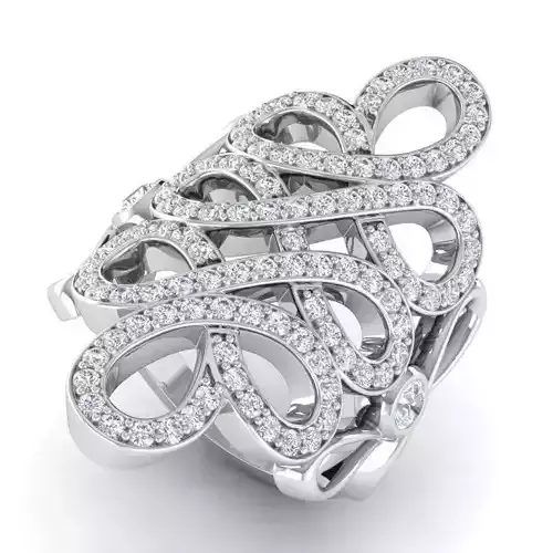 Flower Design Spiral Engagement Ring With Diamonds