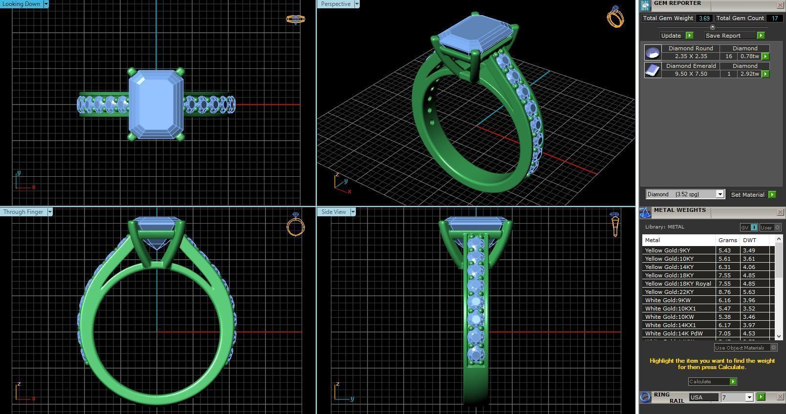 Rectangular Design Engagement Ring With Diamonds 3 3D print model_1