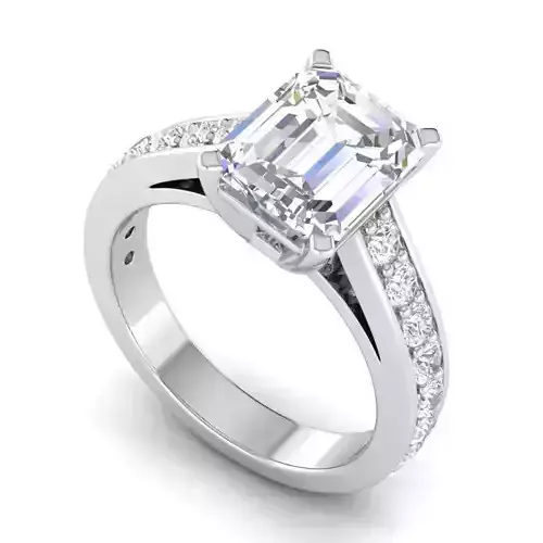 Rectangular Design Engagement Ring With Diamonds 3